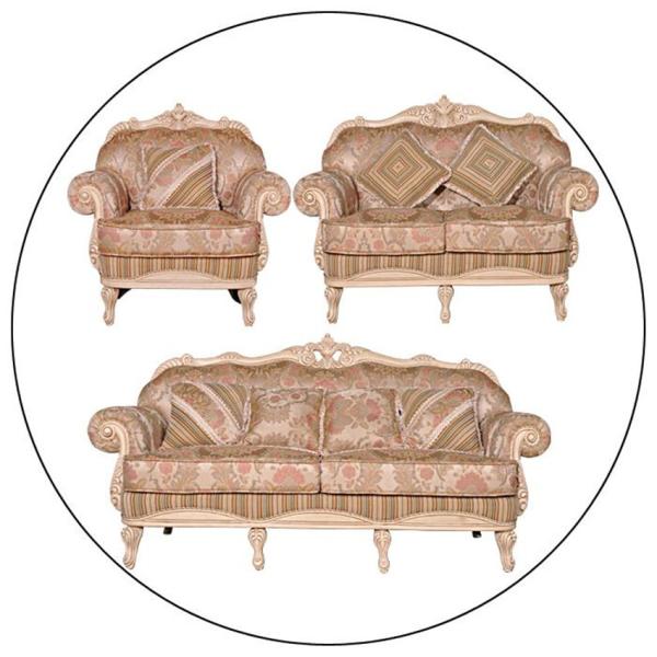 New French style picture fabric and wood sofa furniture antique classic sofa set