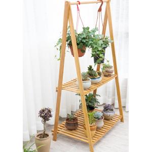 4 Tier Three Tier Bamboo Flower Pot Shelf Indoor Outdoor Foldable Hanging Pot