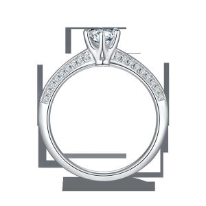 White Moissanite And Sapphire Platineve Diamonds Jewelry Engagement Women Ring