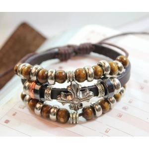 Bohemia retro cross charm leather strands bracelets