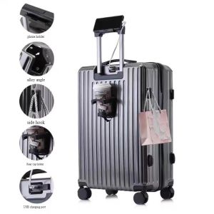 Unisex Multifunctional Carry-On Luggage with Silent Spinner Wheels ABS PC