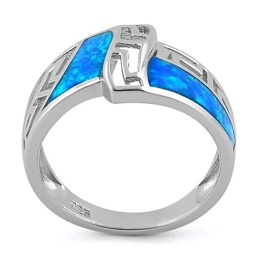 Opal Greek Pattern Lab Opal Sapphire Engagement Women Ring 925 With Sterling Silver For Girls