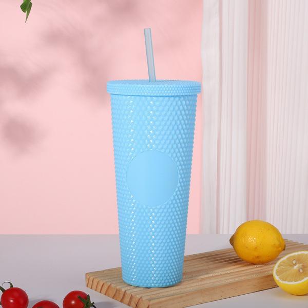 Holiday Icy Lilac Bling Studded Plastic Cold Cup Tumbler 24oz