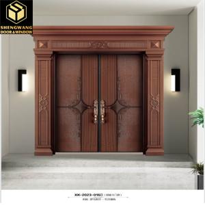Customized Wood Color All Aluminum Entrance Door For Biggest House Building