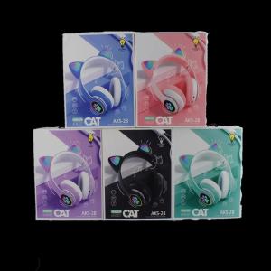 Black Bluetooth Cat Headphones , Foldable Wireless Bluetooth Headphones