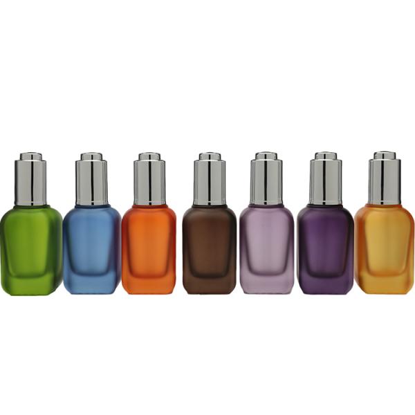 Frosted 70-120g Serum Dropper Bottles 50ml Square Glass Bottles