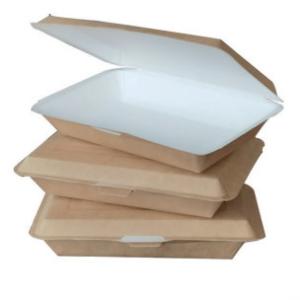 Disposable 280ml Clamshell Paper Box Leakproof Kraft Paper Takeaway Box