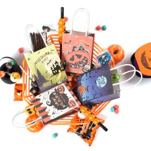 Quality Custom Printed Halloween Kraft Paper Food Bags 10x12in Recycled for sale
