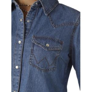 Womens Denim Shirt Long Sleeve Button Down with Pockets Blouses