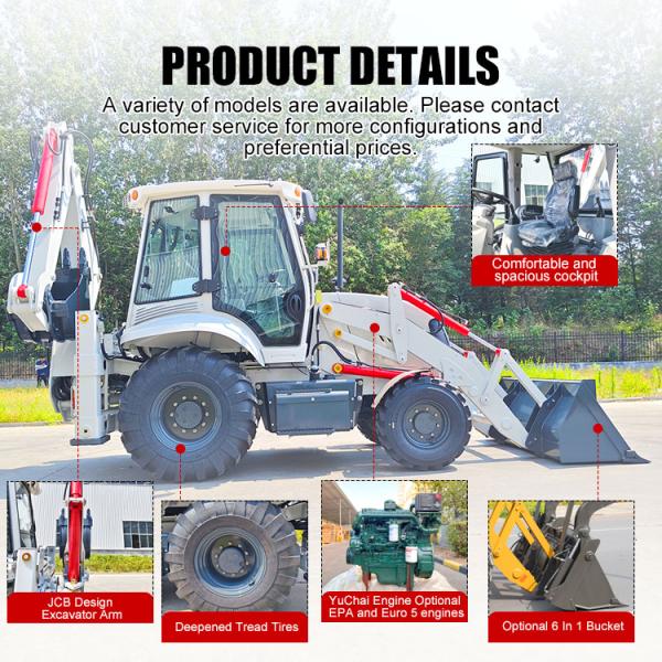 FREE SHIPPING 4x4 Mini Farm Backhoe Tractor Loader Epa Engine Wheel Loader EURO5 Towable Diesel Backhoe Loader
