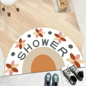 Cartoon Flower Polyester Fiber Floor Carpet Rug Half Circular