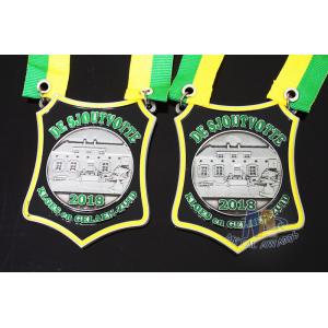 Nicekl Plating Soft Enamel Medals , Die Strucking Custom Medallions With Cord