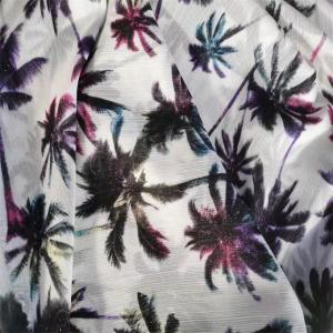 Silver Yarn Floral Print Chiffon Fabric 85gsm