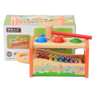 Wooden Cartoon Rainbow Percussion Table For Children Early Education