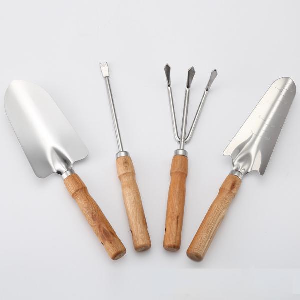 4 Piece Stainless Steel Garden Hand Tools Kit With Wooden Handle