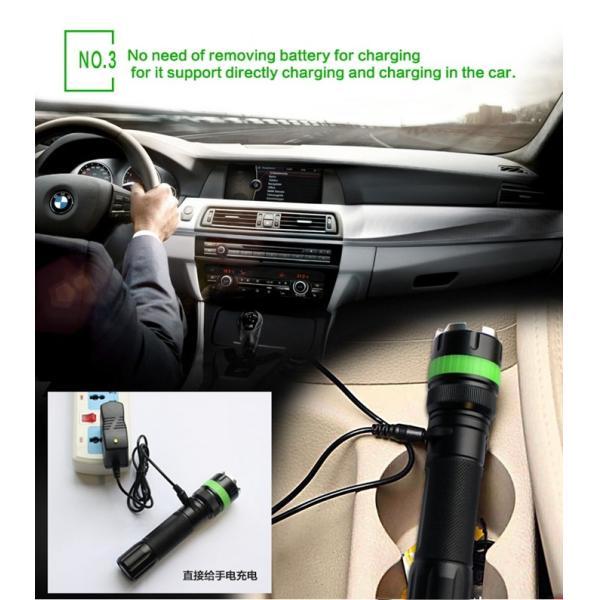 Police Security LED Rechargeable Flashlight Added Fluorescent Silicone Ring
