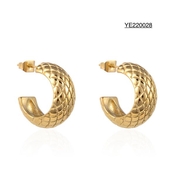 Buy OEM Premium Stainless Steel Gold Earrings Braided Textured Metal Earrings at wholesale prices
