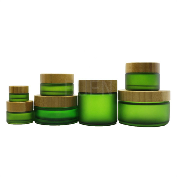 Frosted black Cosmetic Cream Containers face moisturizer With Bamboos Screw Lid Engraving