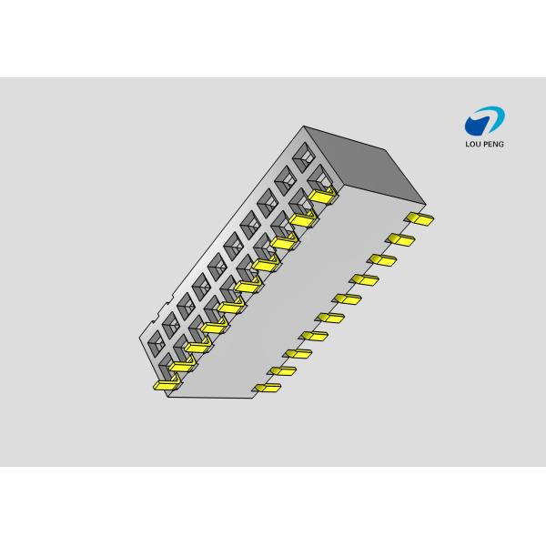 Female header, PCB Mount Receptacle, side plug, Board-to-Board, 20 Position, 1.27mm Pitch, Shrouded, Gold Flash, SMD
