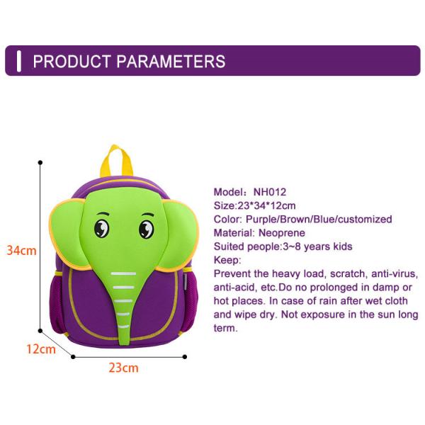 Fashion Toddler Boy Rucksack , Animal Backpacks For Kids Elephant Shape