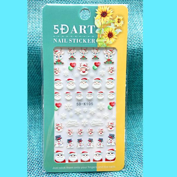 Wholesale Easy Apply Decoration Decals 5D Christmas Embossed White Snowflakes Sliders Nail Stickers for Finger Nail Beauty