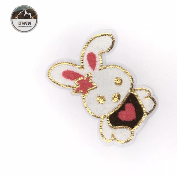 Buy Caring Bunny Custom Chenille Patches / White Rabbit Patch 17*21.5CM Size at wholesale prices