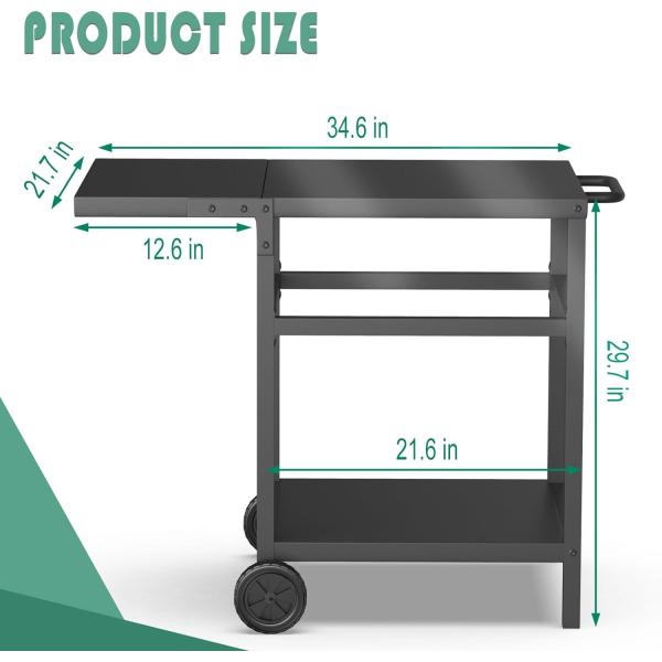 Metal Plant Fiber Type Outdoor Grill Cart Double-Shelf BBQ Table with Multifunctional