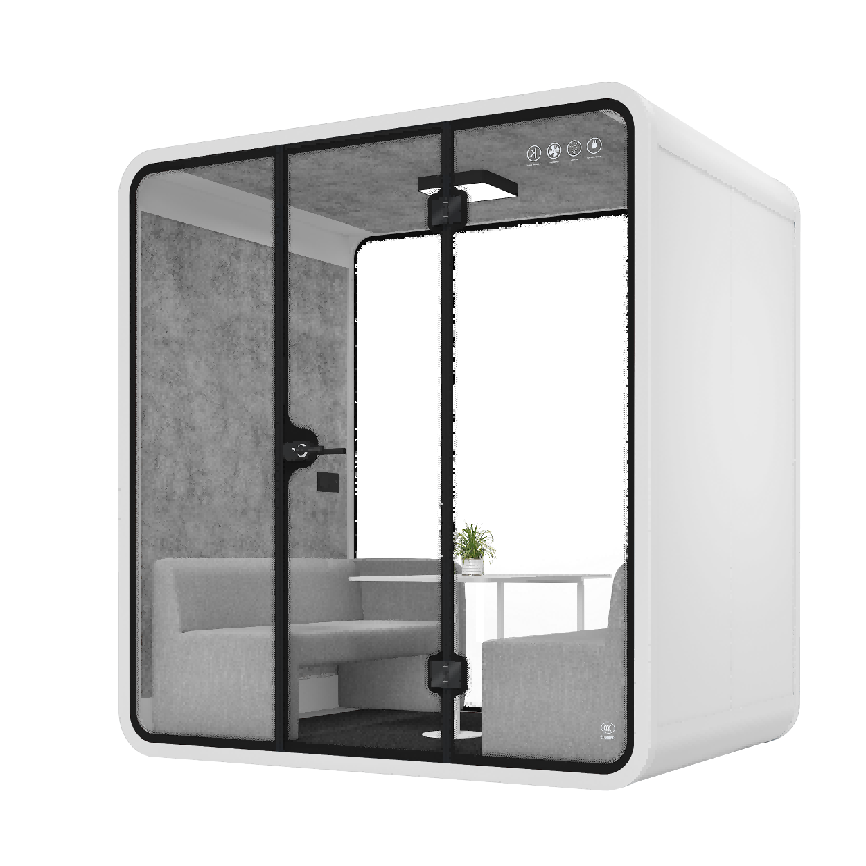 High Sealing Acoustic Phone Booth Modern 4 Person Booth White