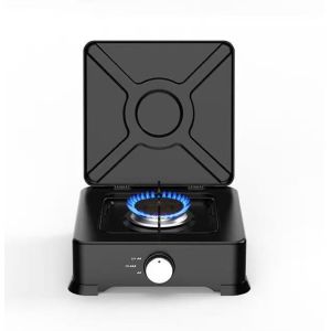 Portable Single Burner Gas Cooktop Plastic Coating Iron With Cover Rustproof