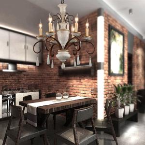 Antique Rustic wood and iron chandelier (WH-CI-29)