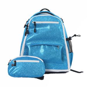 China Trendy Custom Cheer Backpacks / Blue Glitter Backpack With Computer Interlayer on sale