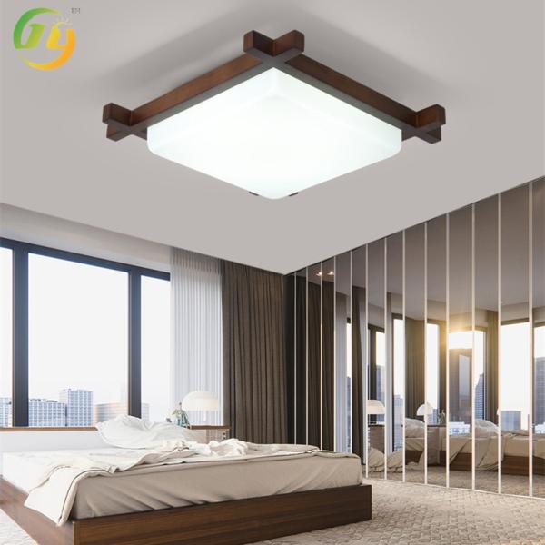 Creative New Chinese Walnut Color Nordic Wood LED Ceiling Lamp