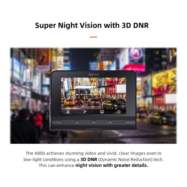 70mai Dash Cam 4K A800 Built-in GPS Cinema-quality Image 24H Parking 70mai 4K Car DVR Cam
