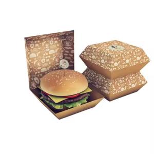 Disposable Foldable Kraft Burger Box for Fast Food Takeaway Customized Design