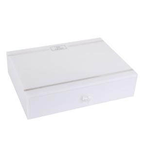 White acrylic with stainless stick tea box can hotel supply