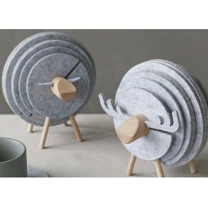 Quality Light Grey Sheep Shaped Coaster Felt Creative Desktop Decoration For Home for sale