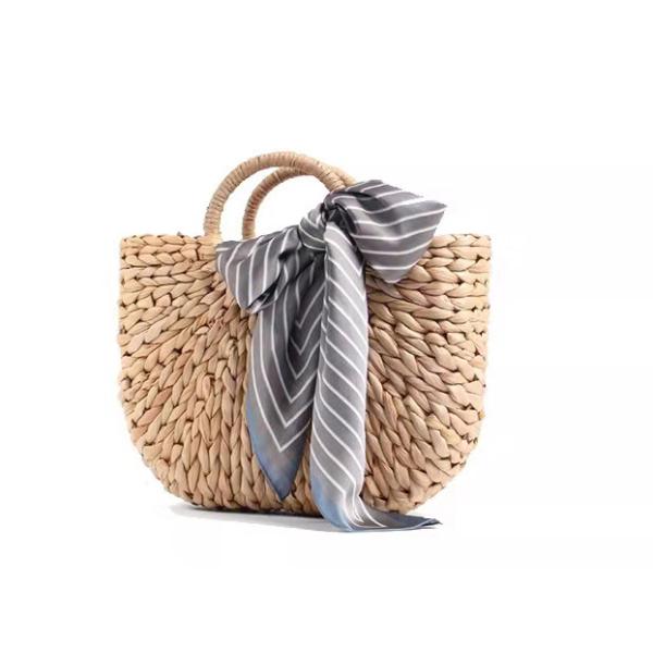 Buy Round Wrist Beach Woven Bag , Handmade Crochet Handbags Corn Skin Material ODM at wholesale prices