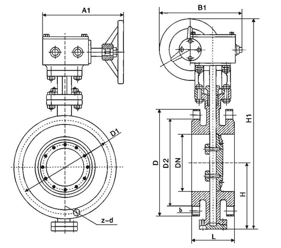 Worm Gear Double Flanged Ductile Iron Eccentric Butterfly Valve