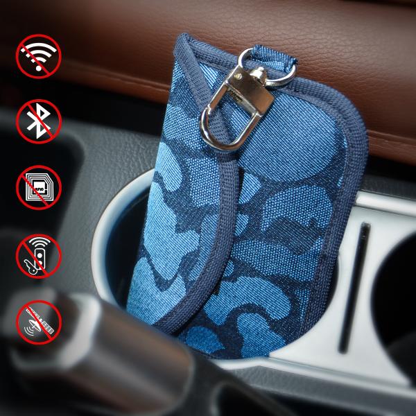 Car Key Faraday Cage Bag For Keyless Fobs Denim RFID Blocking Anti Tracking