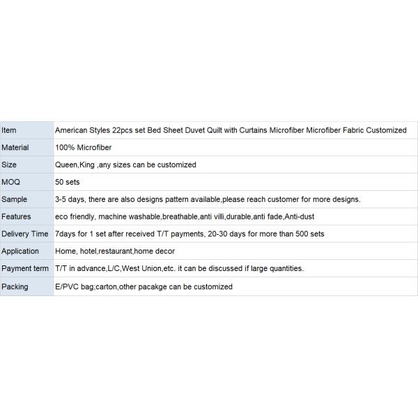 Fashion Red Wedding Flower 13pcs Bedding Set with Customized Size and Matching Curtains