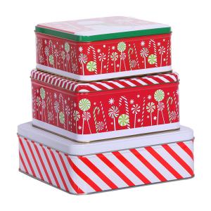 Christmas tin, 3-set tin, decorative tin, metal packaging, promotional tin,