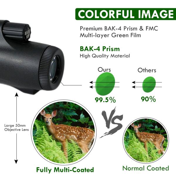 8×33 Mobile Phone Monocular Telescope ED Glass IPX7 Waterproof Starscope For Camping Hunting