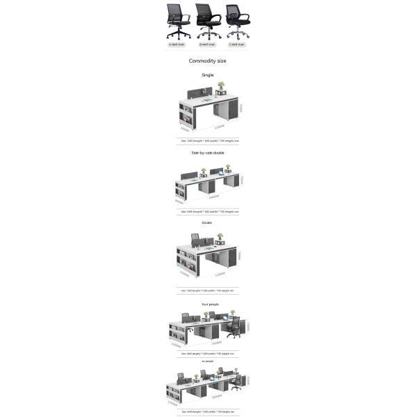 Modern Design Simple Office Workstation with 2 4 6 Staff Chairs and Desk Combination
