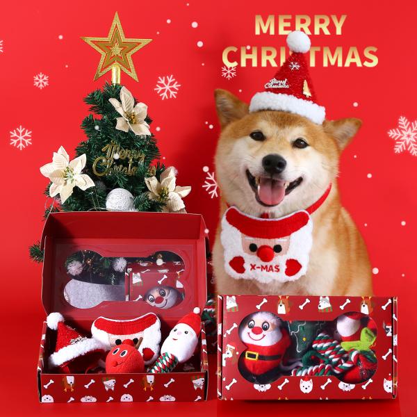 Christmas Pet Gift Set Knotted Frisbee Toy Ball Dog Chewing Accessories Holiday Playtime