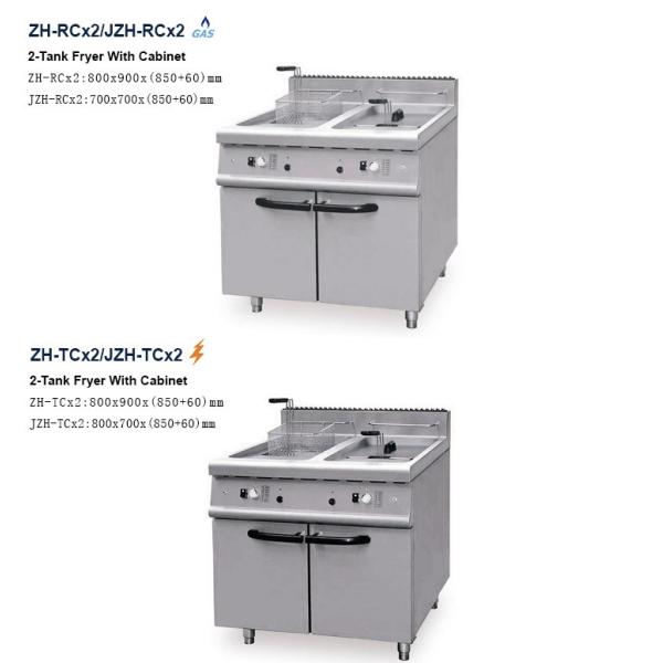 Industrial Double Tanks Deep Fryer With Cabinet For Meat Chicken Potato Chips