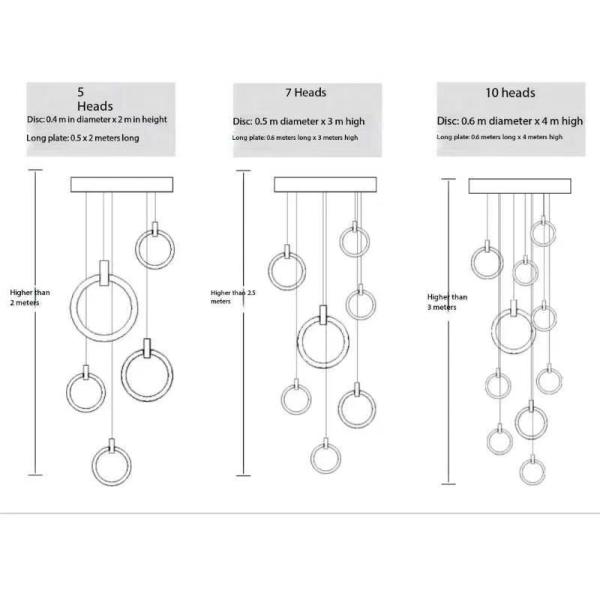 Stair Loft Apartment Duplex Chandeliers Light With Modern Simple Pick For Villa Ring Long Chandeliers 10KG Gold/Custom Design