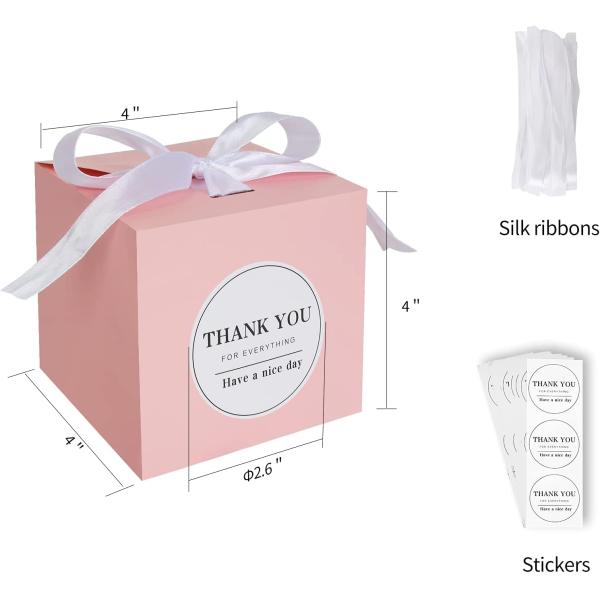 Wedding Party Favor Pink Small Gift Boxes 4x4x4 inches for candle cup and Cupcake