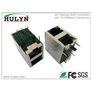 Quality 2X1 Stacked RJ45 Jack With 100Base transformer and LEDs. for sale