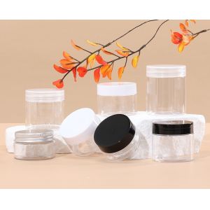 Plastic Jars Round Clear Cosmetic Container with Black Lids, Bagease Slime Jars