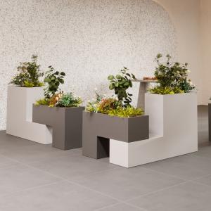 European style square stackable planter white metal flower pot